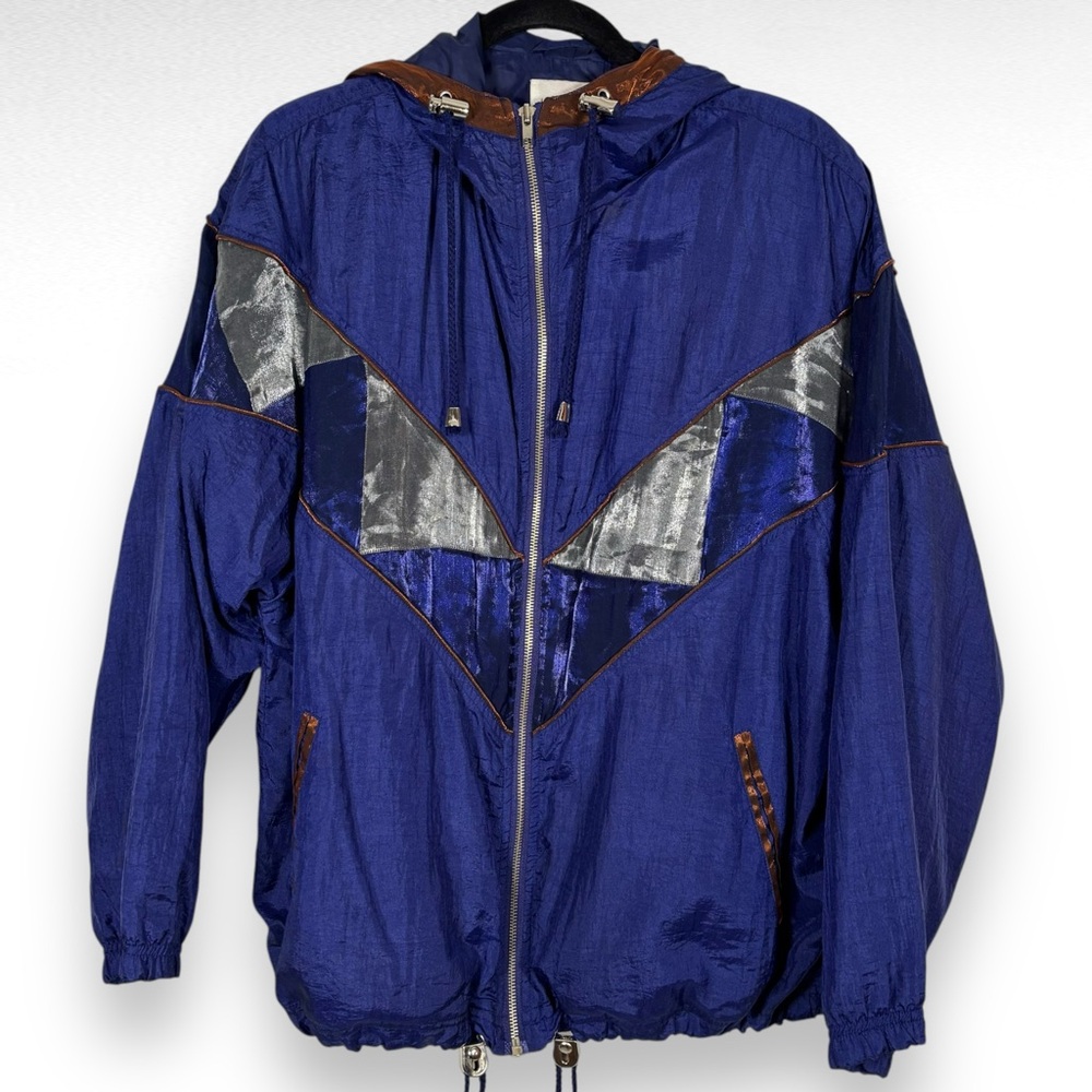 Men's Blue and Silver Hooded Jacket - Picture 6 of 10
